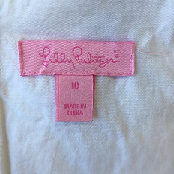 LILLY PULITZER White Gold Lace Applique Textured Sleeveless Shift/Sheath Dress - Picture 2 of 10